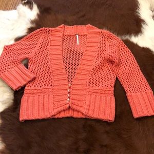Free People Size S Orange Lace Sweater